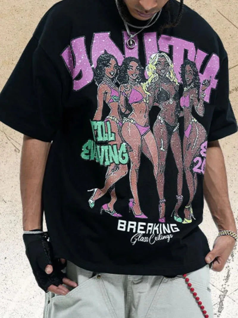 Men's Graphic Round Neck Oversized T-Shirt
